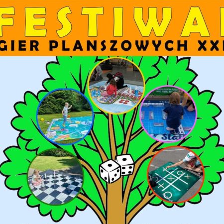 Plakat zapraszający w sobotę 31 maja 2025 r. do Pasymia na Festiwal Gier Planszowych XXL Pasym 2025.