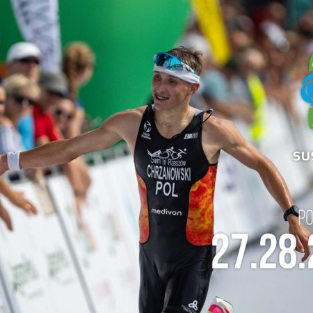Plakat zapraszający w dniach 27-29 czerwca 2025 r. do miejscowości Susz na Energa Susz Triathlon Susz 2025.