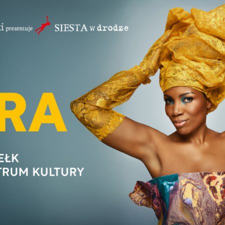 Plakat zapraszający w środę 8 października 2025 r. do Ełku na koncert Lura - "Siesta w Drodze" Ełk 2025.