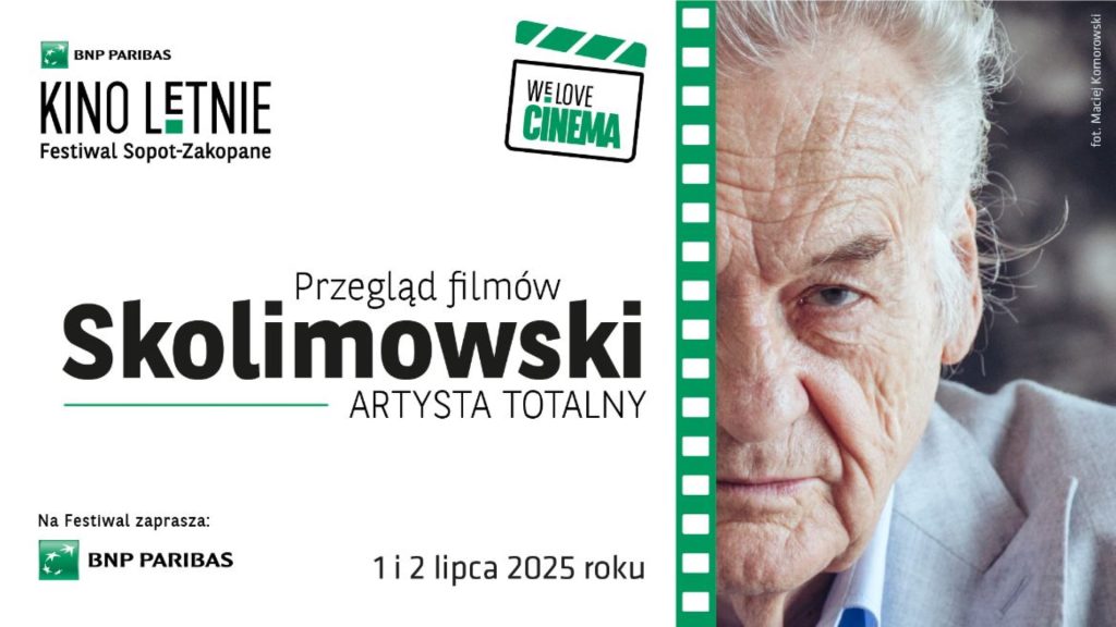 Plakat zapraszający w dniach 1-2 lipca 2025 r. do Giżycka na Festiwal BNP Paribas Kino Letnie Giżycko 2025. 