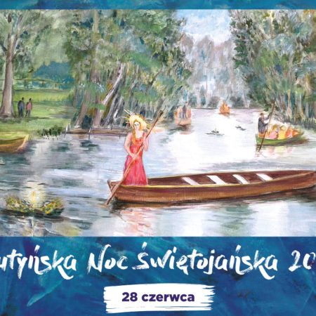 Plakat zapraszający w sobotę 28 czerwca 2025 r. do Krutyni na Krutyńską Noc Świętojańska Krutynia 2025.