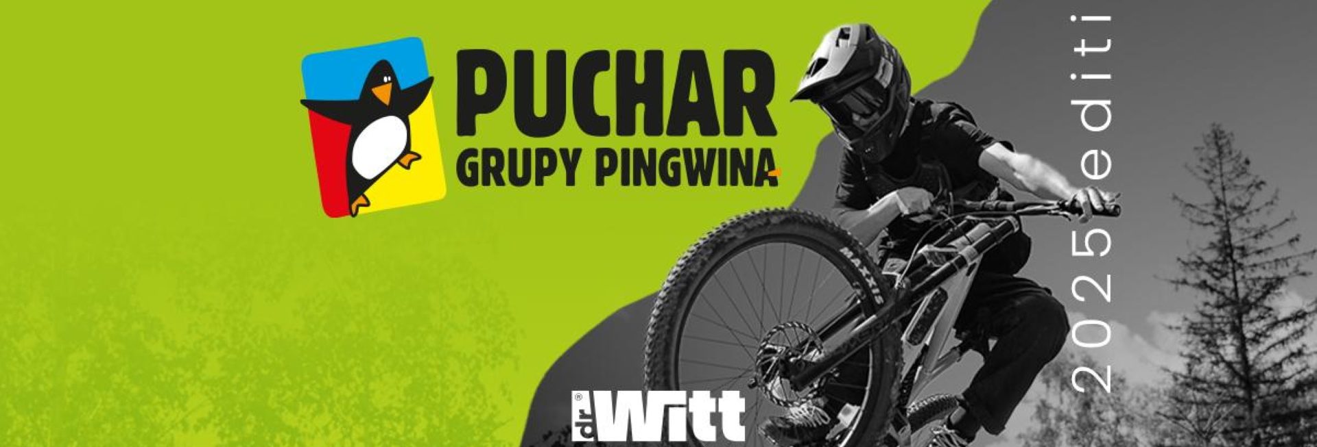 Plakat zapraszający w dniach 26-27 lipca 2025 r. do miejscowości Kurzętnik na Kurzą Górę na wyścig Puchar Grupy Pingwina - Kurza Góra Kurzętnik 2025.
