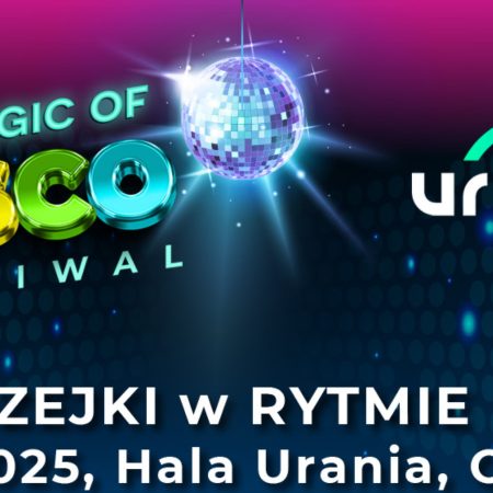 Plakat zapraszający w sobotę 29 listopada 2025 r. do Olsztyna na koncert Andrzejki w Rytmie Disco Hala Urania Olsztyn 2025.