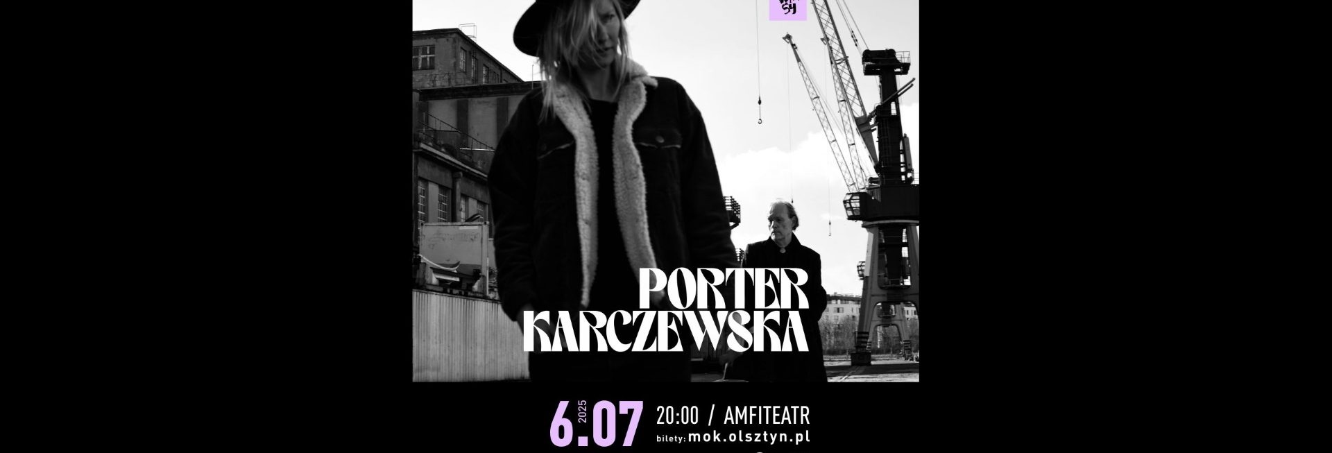 Plakat zapraszający w niedzielę 6 lipca 2025 r. do Olsztyna na koncert John Porter & Agata Karczewska Olsztyn 2025.