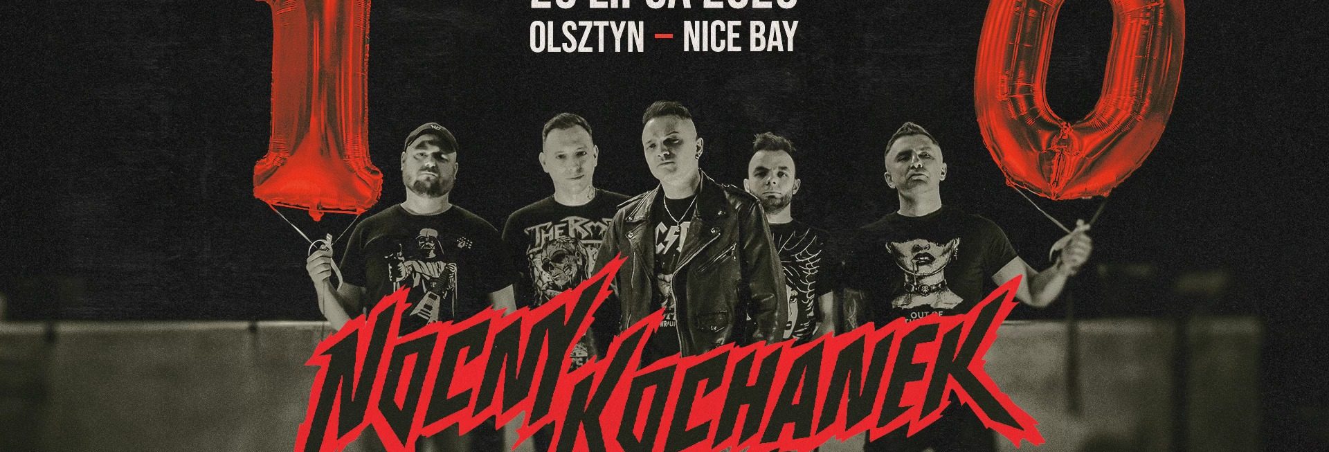 Plakat zapraszający w piątek 25 lipca 2025 r. do Olsztyna na koncert zespołu Nocny Kochanek Olsztyn 2025.