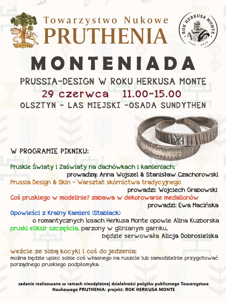 Plakat zapraszający w niedzielę 29 czerwca 2025 r. do Olsztyna na Piknik "Kanikułówka" z Herkusem Monte Olsztyn 2025. 