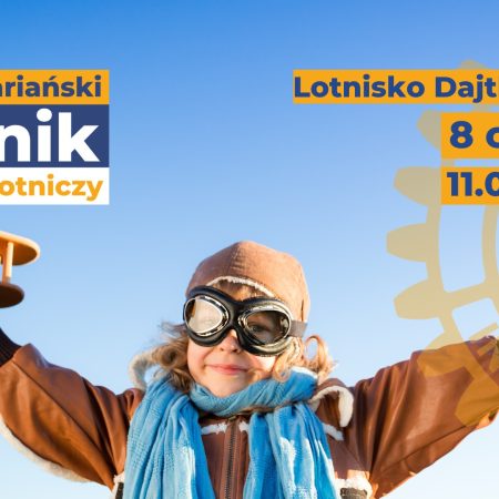 Plakat zapraszający w niedzielę 8 czerwca 2025 r. na Lotnisko w Dajtkach na 19. edycję Rotariańskiego Pikniku Lotniczego Lotnisko Dajtki Olsztyn 2025.