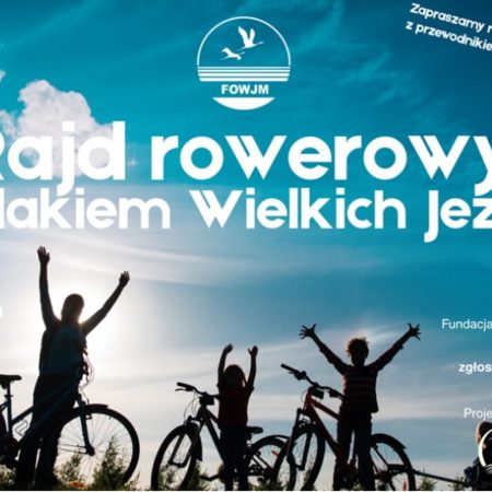 Plakat zapraszający na Rajd rowerowy “Szlakiem Wielkich Jezior” Węgorzewo Pisz Ruciane-Nida 2025
