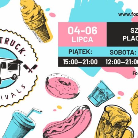 Plakat zapraszający w dniach 4-6 lipca 2025 r. do Szczytna na Food Truck Festivals Szczytno 2025. 