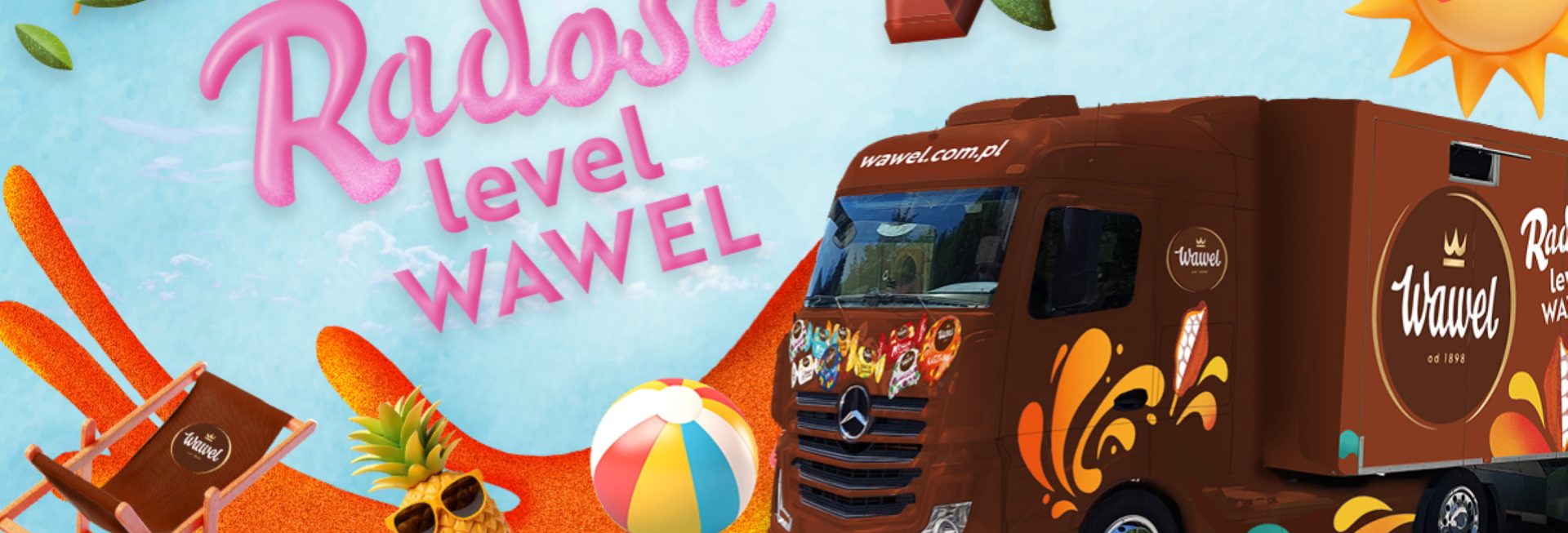 Plakat zapraszający do odwiedzenia interaktywnej ciężarówki Wawel Truck. 
