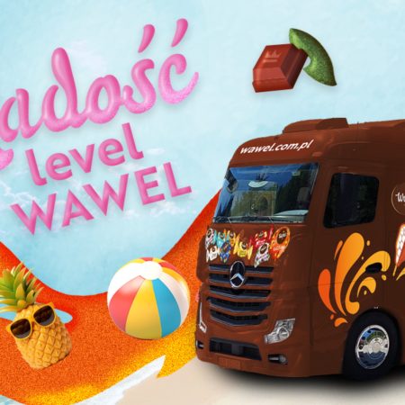 Plakat zapraszający do odwiedzenia interaktywnej ciężarówki Wawel Truck. 