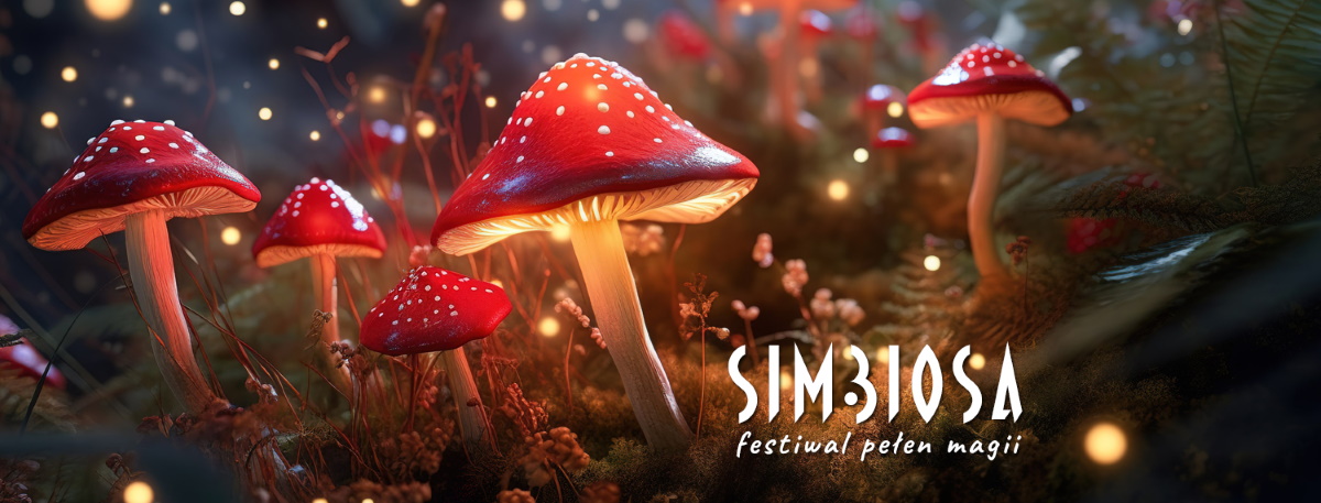 Plakat zapraszający do miejscowości Warchały na kolejną edycję Festiwalu Simbiosa Warchały.