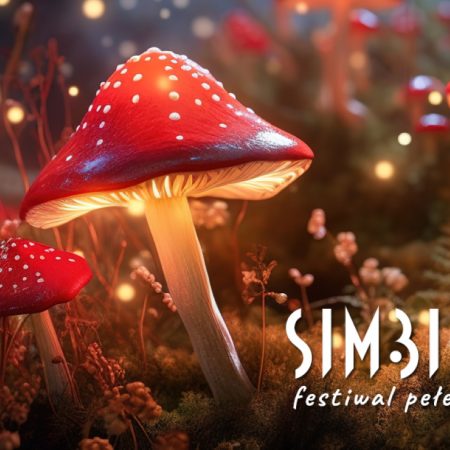 Plakat zapraszający do miejscowości Warchały na kolejną edycję Festiwalu Simbiosa Warchały.