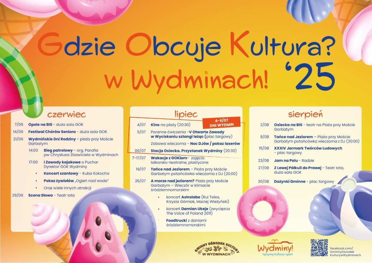 Wydminy kalendarz imprez Wydminy Lato 2025.