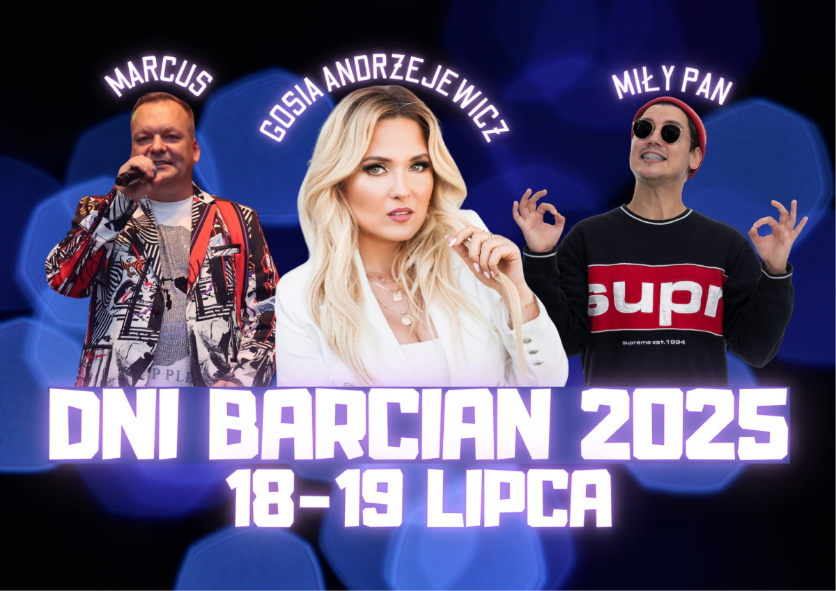 Plakat zapraszający w dniach 18-19 lipca 2025 r. do miejscowości Barciany na Dni Barcian 2025. 