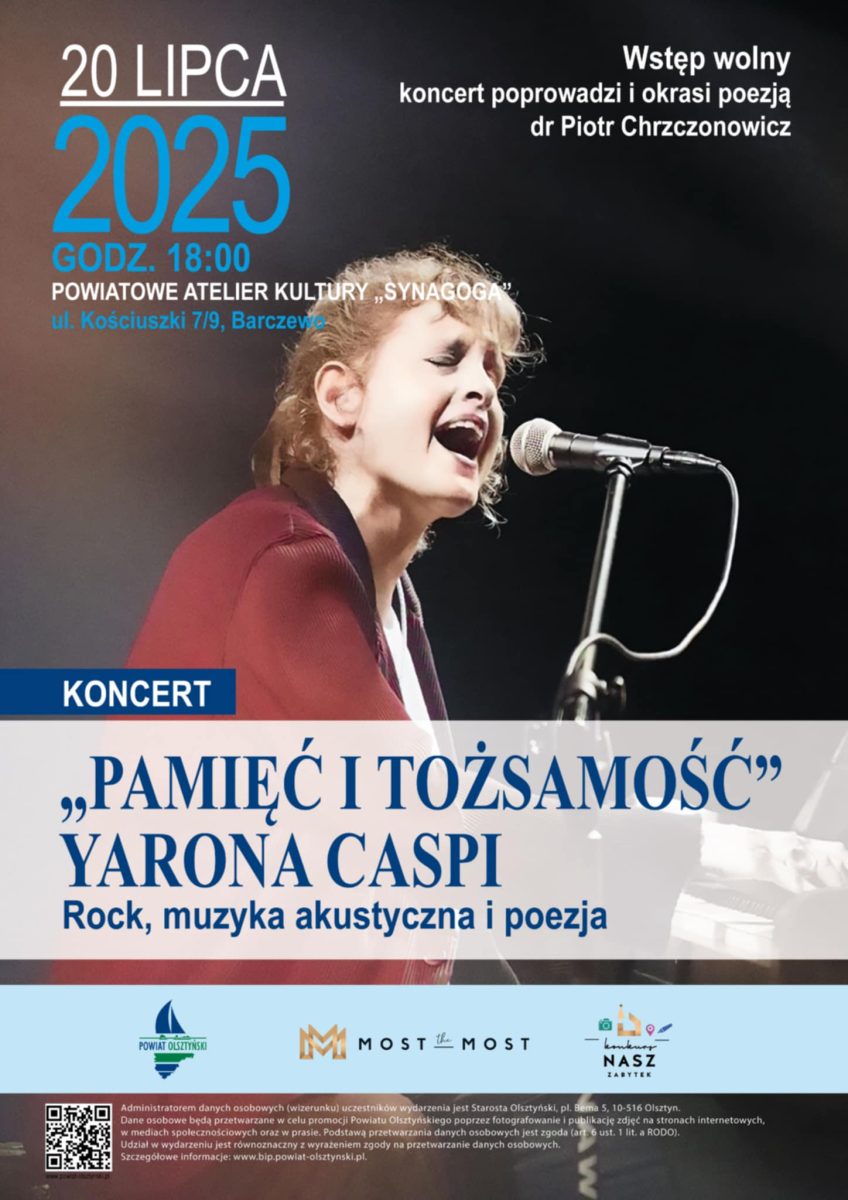 Plakat zapraszający w niedzielę 20 lipca 2025 r. do Barczewa na Koncert "Pamięć i Tożsamość" Barczewo 2025.