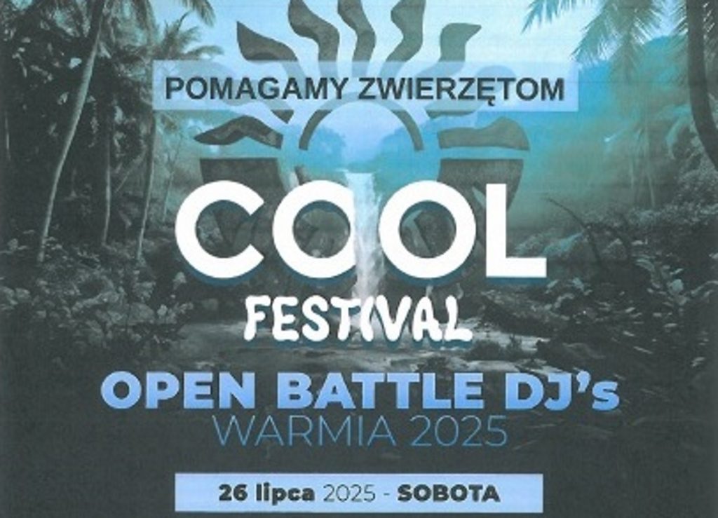 Plakat zapraszający w sobotę 26 lipca 2025 r. do Barczewa na Open Battle Dj's Warmia – vol 3 Barczewo 2025.