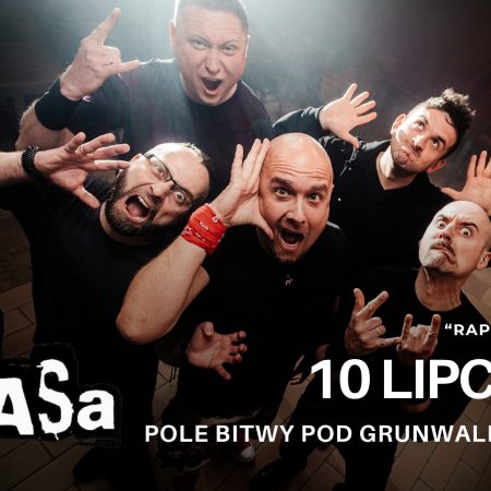 Plakat zapraszający w czwartek 10 lipca 2025 r. do Amfiteatru w Grunwaldzie na koncert zespołu Łydka Grubasa Grunwald 2025.