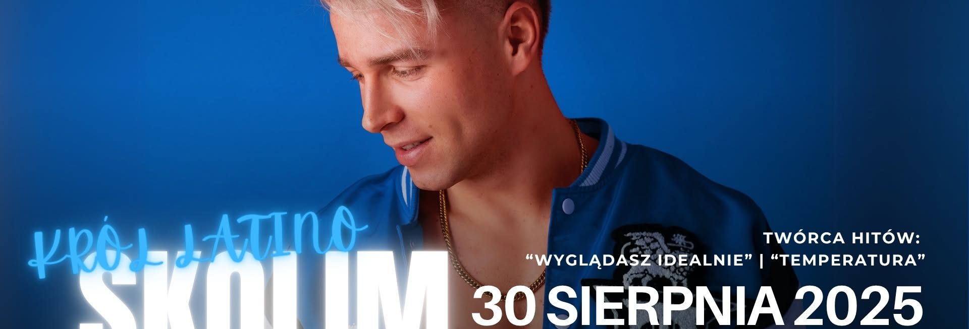 Plakat zapraszający w sobotę 30 sierpnia 2025 r. do Amfiteatru w Grunwaldzie na koncert Skolima Grunwald 2025.
