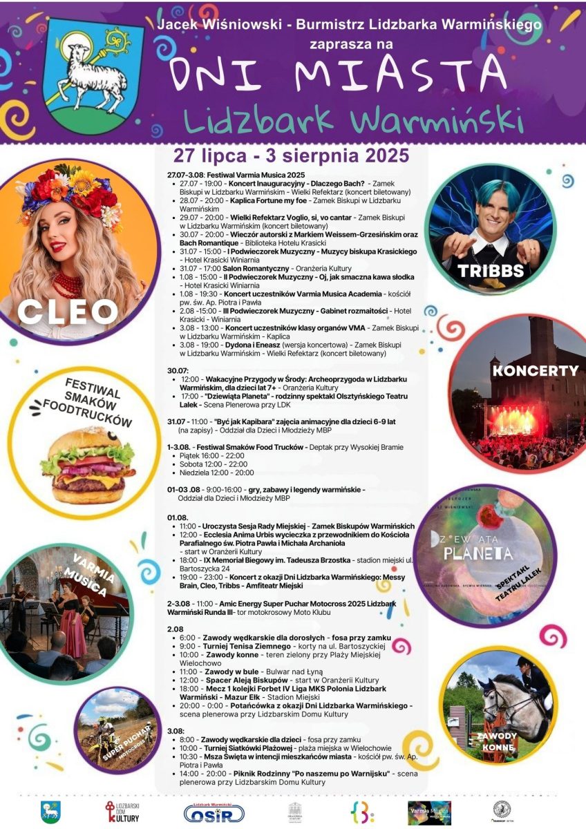 Dni Lidzbarka Warmińskiego 2025. Program imprezy.