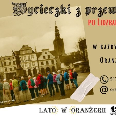 Plakat zapraszający do Lidzbarka Warmińskiego na piątkowe Wycieczki z Przewodnikiem po Lidzbarku Warmińskim 2025.