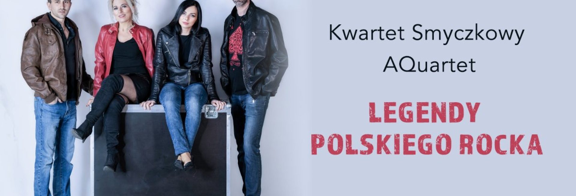Plakat zapraszający w piątek 18 lipca 2025 r. do Mrągowa na Koncert na Deptaku Kwartet Smyczkowy Aquartet "Legendy Rocka" Mrągowo 2025.