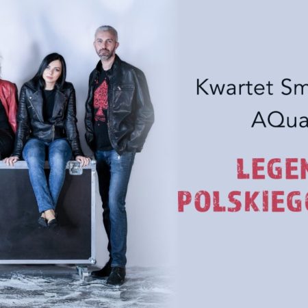 Plakat zapraszający w piątek 18 lipca 2025 r. do Mrągowa na Koncert na Deptaku Kwartet Smyczkowy Aquartet "Legendy Rocka" Mrągowo 2025.