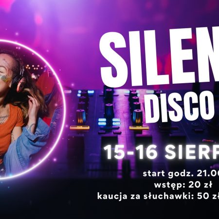 Plakat zapraszający w dniach 15-16 sierpnia 2025 r. do Olecka na Active Festival - Silent Disco Olecko 2025. 