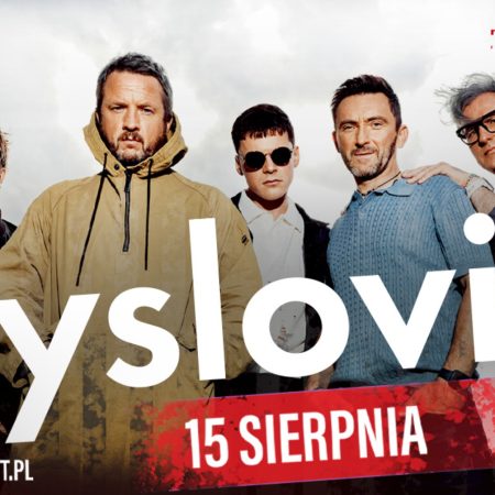 Plakat zapraszający w piątek 15 sierpnia 2025 r. do Ostródy na koncert zespołu Myslovitz Ostróda 2025.