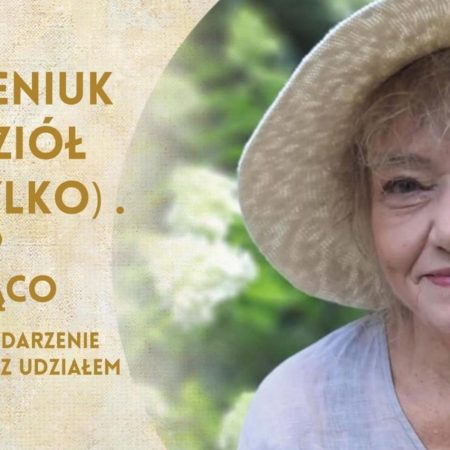 Plakat zapraszający w czwartek 14 sierpnia 2025 r. do Węgorzewa na Stand-Up Na Siedząco Anna Seniuk - Księga Ziół Węgorzewo 2025.