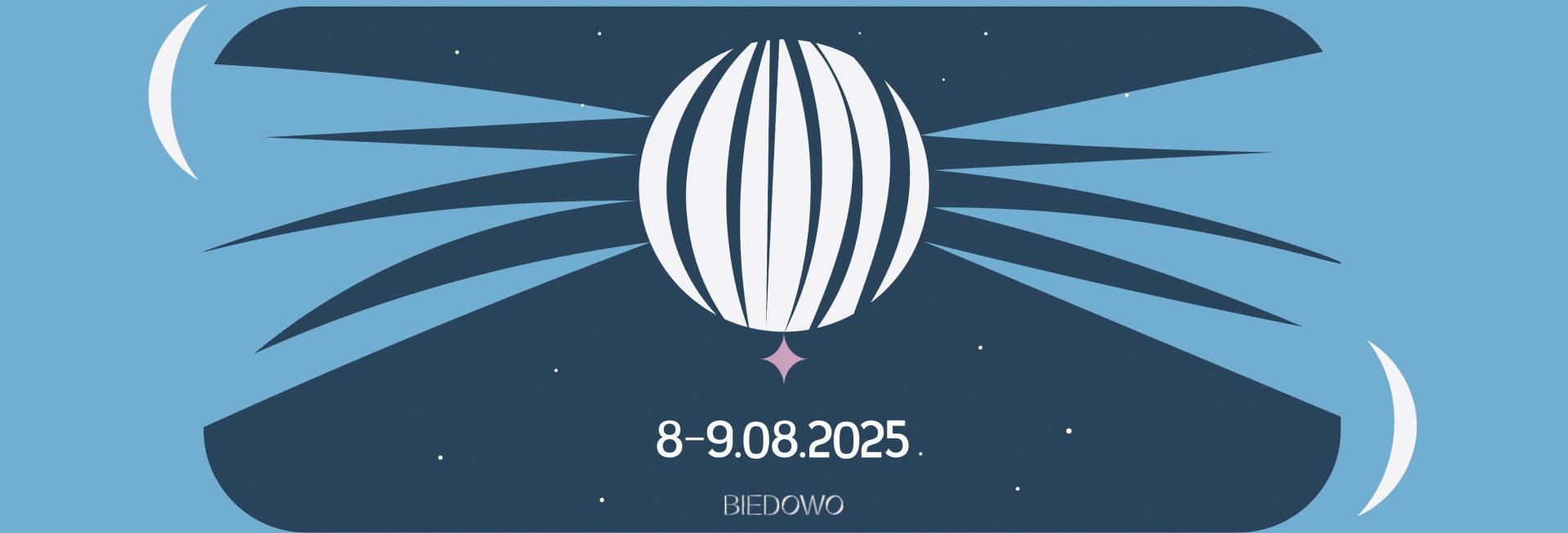 Plakat zapraszający w dniach 8-9 sierpnia 2025 r. do miejscowości Biedowo w gminie Barczewo na 12. edycję Festiwalu Biedowo Music Fest! Biedowo 2025.
