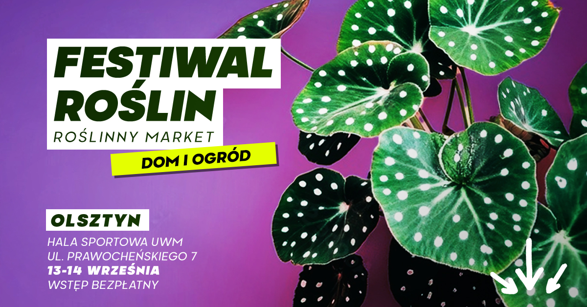 Plakat zapraszający w dniach 13-14 września 2025 r. do Olsztyna na Festiwal Roślin w Olsztynie Kortowo 2025. 