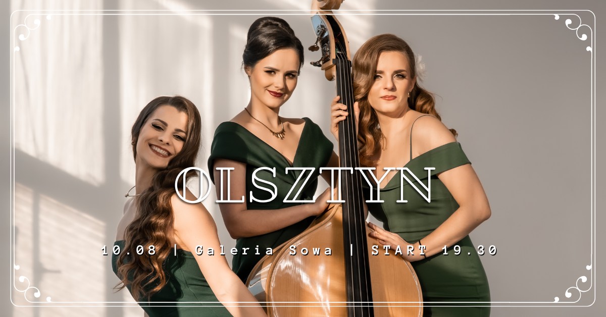 Plakat zapraszający w niedzielę 10 sierpnia 2025 r. do Olsztyna na koncert zespołu Główny Zawór Jazzu Olsztyn 2025. 