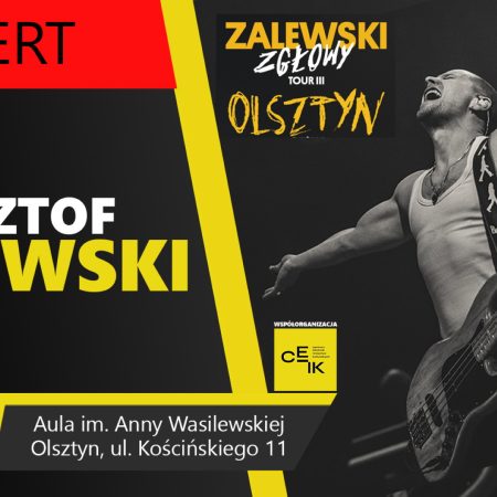 Plakat zapraszający w piątek 28 listopada 2025 r. do Olsztyna na koncert Krzysztofa Zalewskiego Olsztyn 2025.