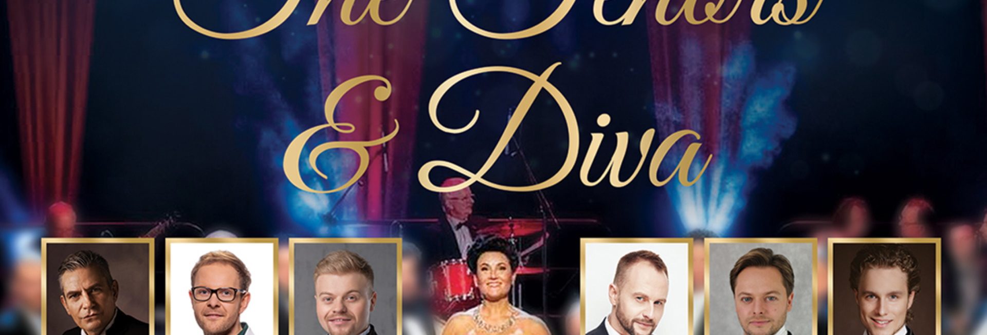 Plakat zapraszający w niedzielę 8 lutego 2026 r. do Olsztyna na Koncert The Tenors & Diva Filharmonia Olsztyn 2026. 