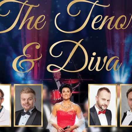 Plakat zapraszający w niedzielę 8 lutego 2026 r. do Olsztyna na Koncert The Tenors & Diva Filharmonia Olsztyn 2026. 