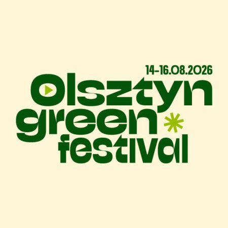 Plakat zapraszający w dniach 14-16 sierpnia 2026 r. do Olsztyna na Olsztyn Green Festival 2026.