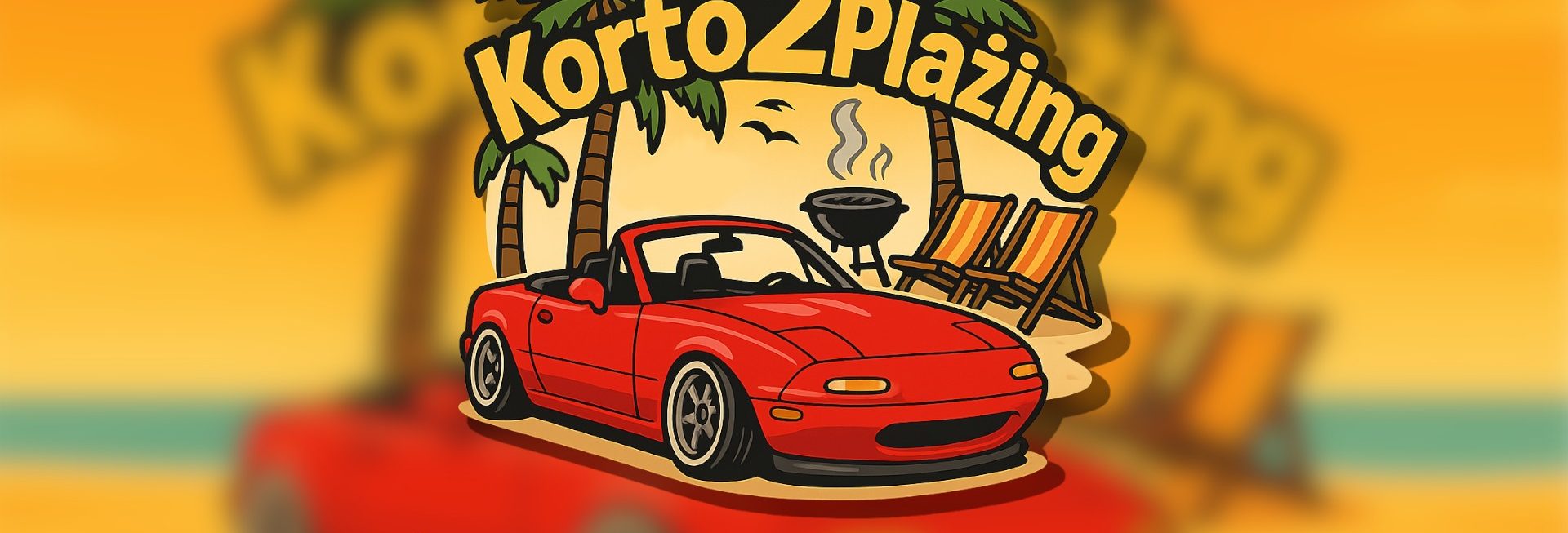 Plakat zapraszający w sobotę 30 sierpnia 2025 r. do Olsztyna na Plażing w Kortowie "Korto2Plażing" Olsztyn 2025.  
