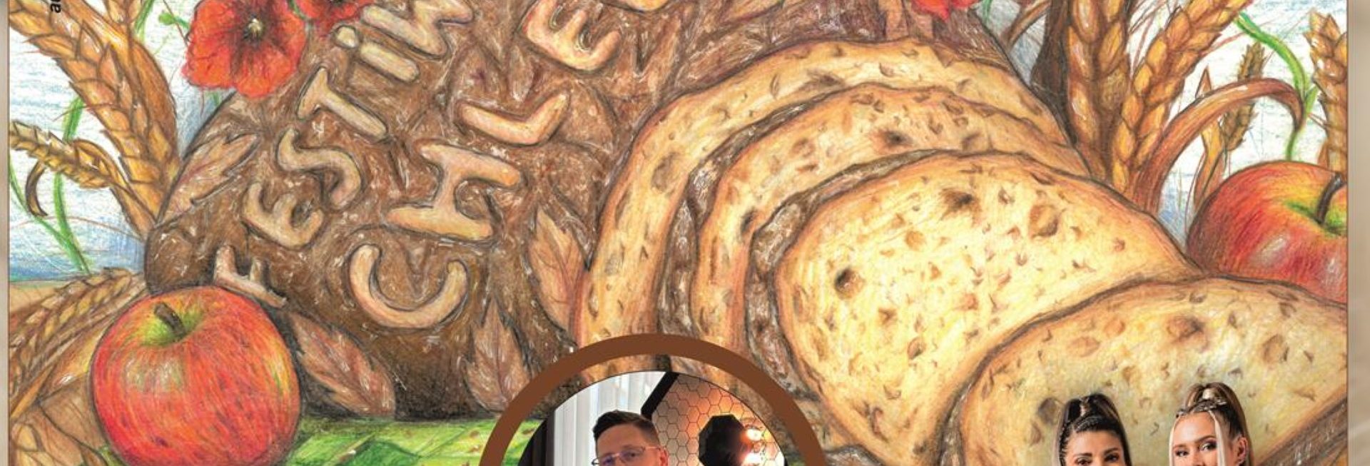 Plakat zapraszający w niedzielę 10 sierpnia 2025 r. do Wielbarka na Wielbarski Festiwal Chleba Wielbark 2025. 