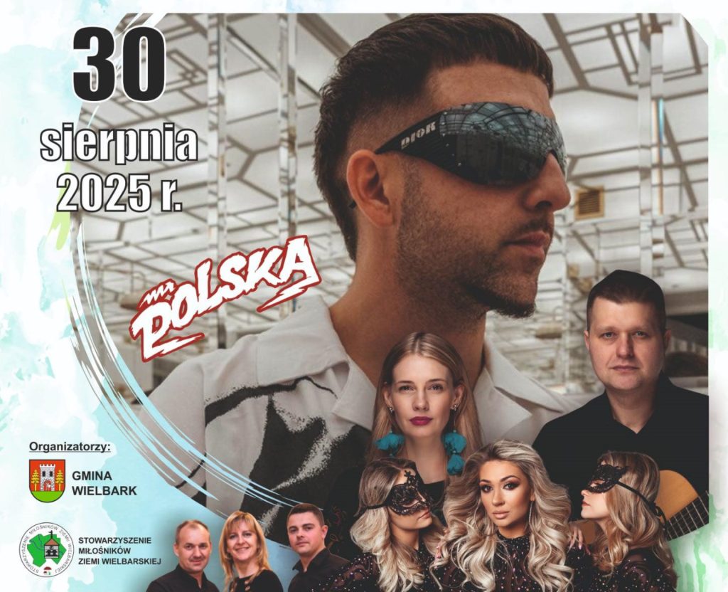 Plakat zapraszający w sobotę 30 sierpnia 2025 r. do Wielbarka na Wielbarski Festiwal Grzybów "Grzybowanie" Wielbark 2025. 