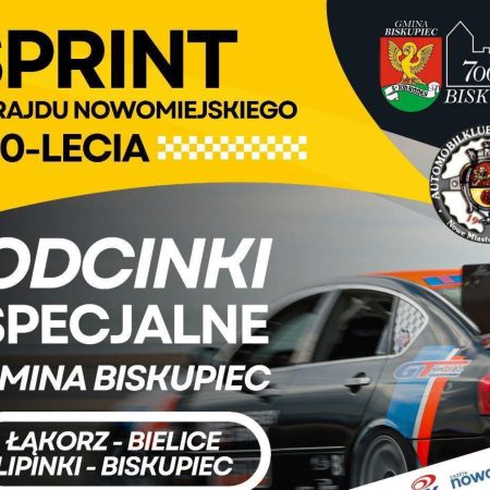Plakat zapraszający w niedzielę 14 września 2025 r. do Biskupca na Rajd 700-lecia w gminie Biskupiec 2025. 