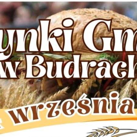 Plakat zapraszający w niedzielę 14 września 2025 r. do miejscowości Budry w powiecie węgorzewskim na Dożynki Gminne Budry 2025.