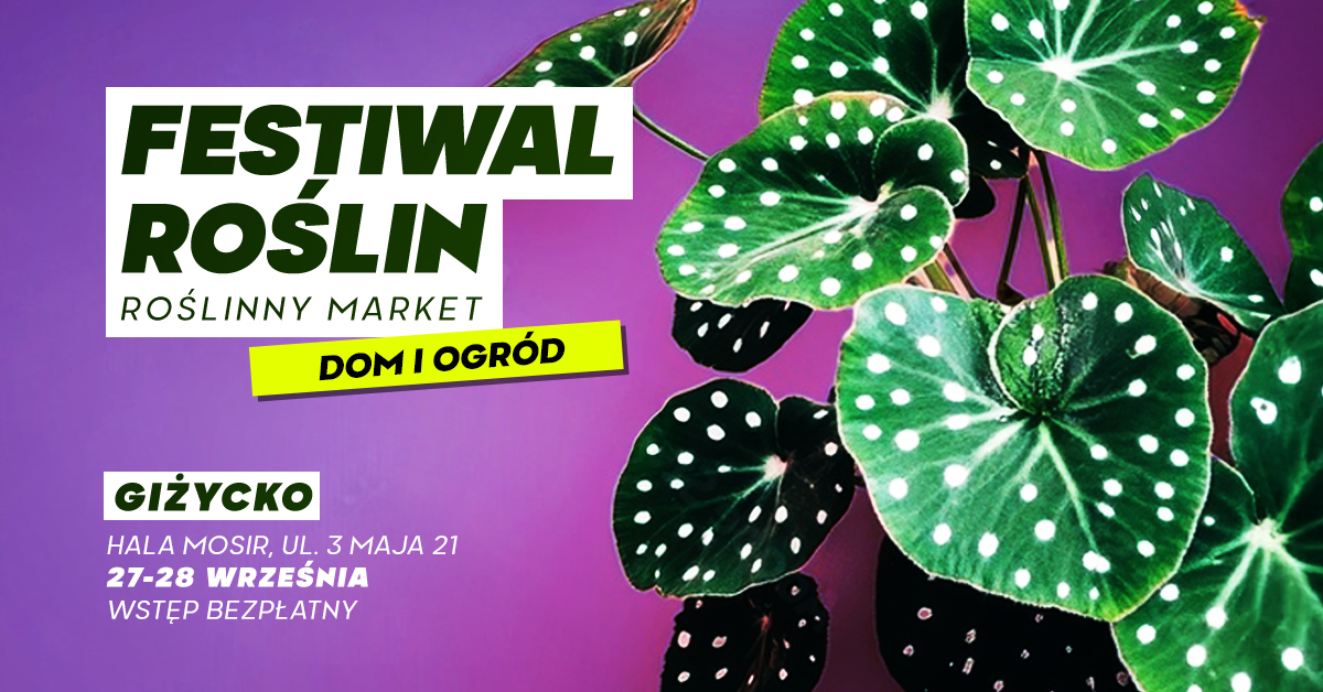 Plakat zapraszający w dniach 27-28 września 2025 r. do Giżycka na Festiwal Roślin Giżycko 2025. 