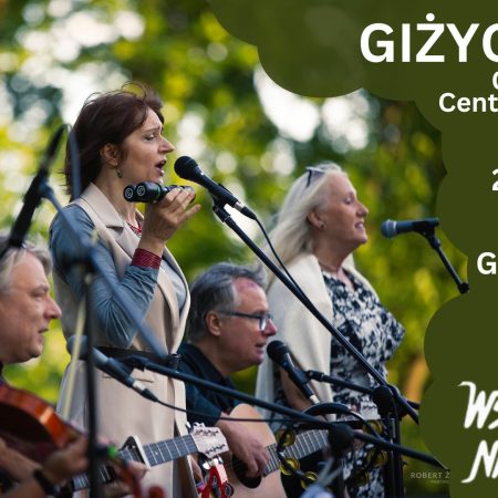 Plakat zapraszający w sobotę 22 listopada 2025 r. do Giżycka na koncert zespołu Wszystkiego Najlepszego Giżycko 2025. 