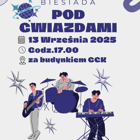 Plakat zapraszający w sobotę 13 września 2025 r. do miejscowości Kurzętnik na Biesiadę Pod Gwiazdami Kurzętnik 2025.