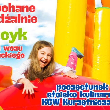 Plakat zapraszający w niedzielę 21 września 2025 r. do miejscowości Kurzętnik na Piknik Rodzinny Kurzętnik 2025. 