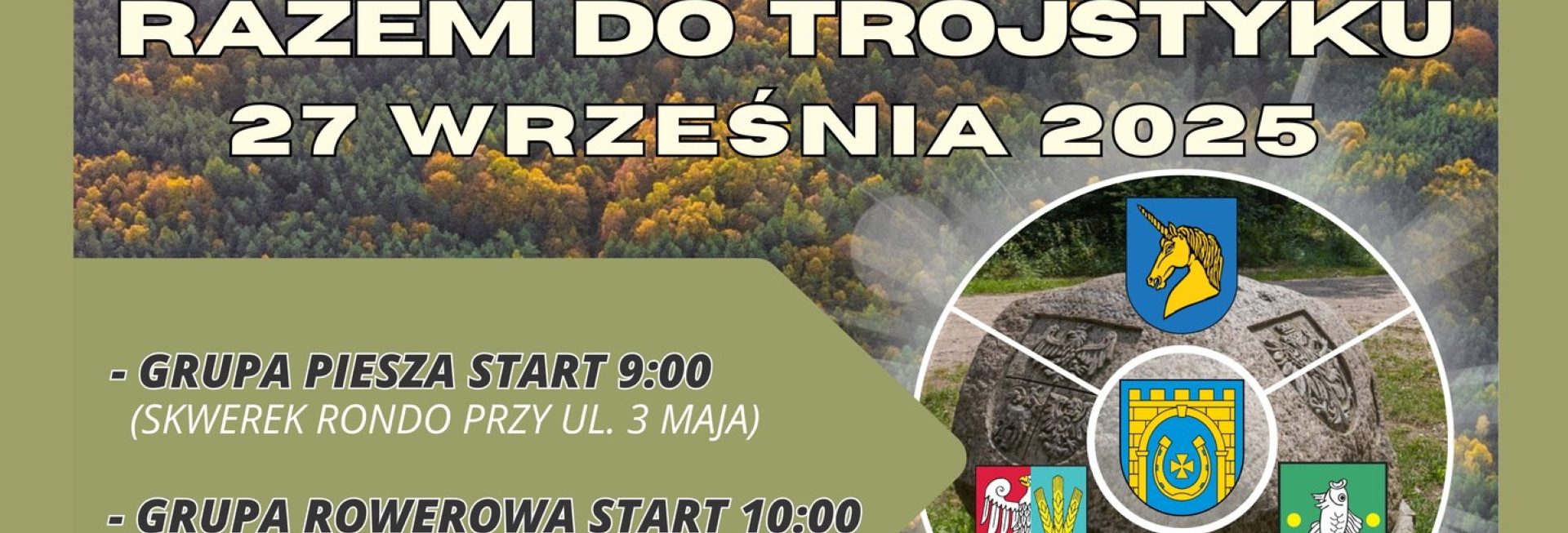 Plakat zapraszający w sobotę 27 września 2025 r. do Lidzbarka na Międzypokoleniową Sztafetę Turystyczną "Razem do Trójskoku" Lidzbark 2025. 