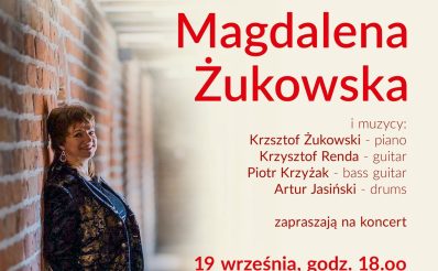 Plakat zapraszający w piątek 19 września 2025 r. do Nidzicy na Spotkanie Muzyczne z Magdaleną Żukowską Nidzica 2025. 