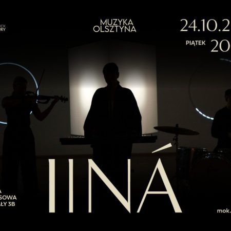 Plakat zapraszający w piątek 24 października 2025 r. do Olsztyna na koncert zespołu IINÁ Olsztyn 2025.
