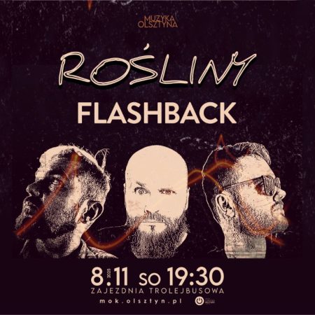 Plakat zapraszający w sobotę 8 listopada 2025 r. do Olsztyna na koncert zespołu Rośliny Olsztyn 2025. 